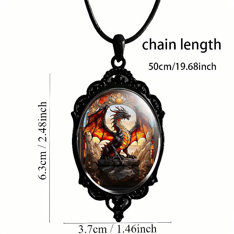 Темно-красная роза Изысканный узор Стеклянный кулон Ожерелье One Size чёрный