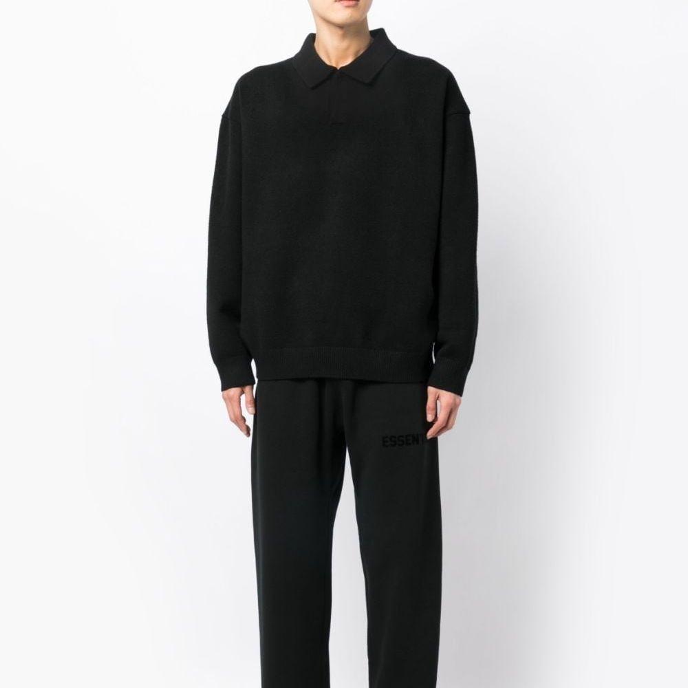Fear of God Essentials The Black Collection Knit Polo Shirt 'Jet Black' Men's 192SP232180F