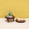1:12 Dollhouse Miniature Round Table Tea Coffee Table End Table With Mat Furniture Model Decor Toy Doll House Accessories