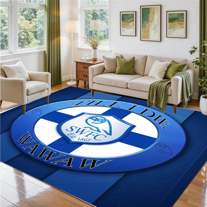 Sheffield Wednesday Design Crystal Velvet Rug Soft Decorative Mat for Bedroom Entrance