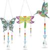 Jetec 3 Pieces Diamond Art Kits Painting Suncatcher Wind Chime Double Sided Crystal Gem Paint by Number Hanging Ornament for Adults DIY Window