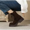 Vintage Suede Matte Round Head 2025 Autumn and Winter New Lace-up Martin Boots Women's British Style Thick-soled Thick-heeled Short Boots