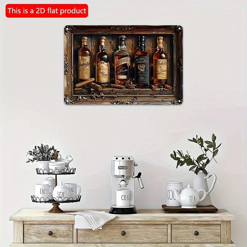 2D Flat Wooden Sign 30*20cm Whiskey & Cigar Themed Square Wooden Sign - Perfect for Bar, Restaurant, Home Decor | Versatile Hanging Wall Art