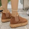 New Autumn and Winter Snow Boots Women's Warm Solid Color Large Size Elastic with Thick Soles and Non-slip Short Cotton Shoes