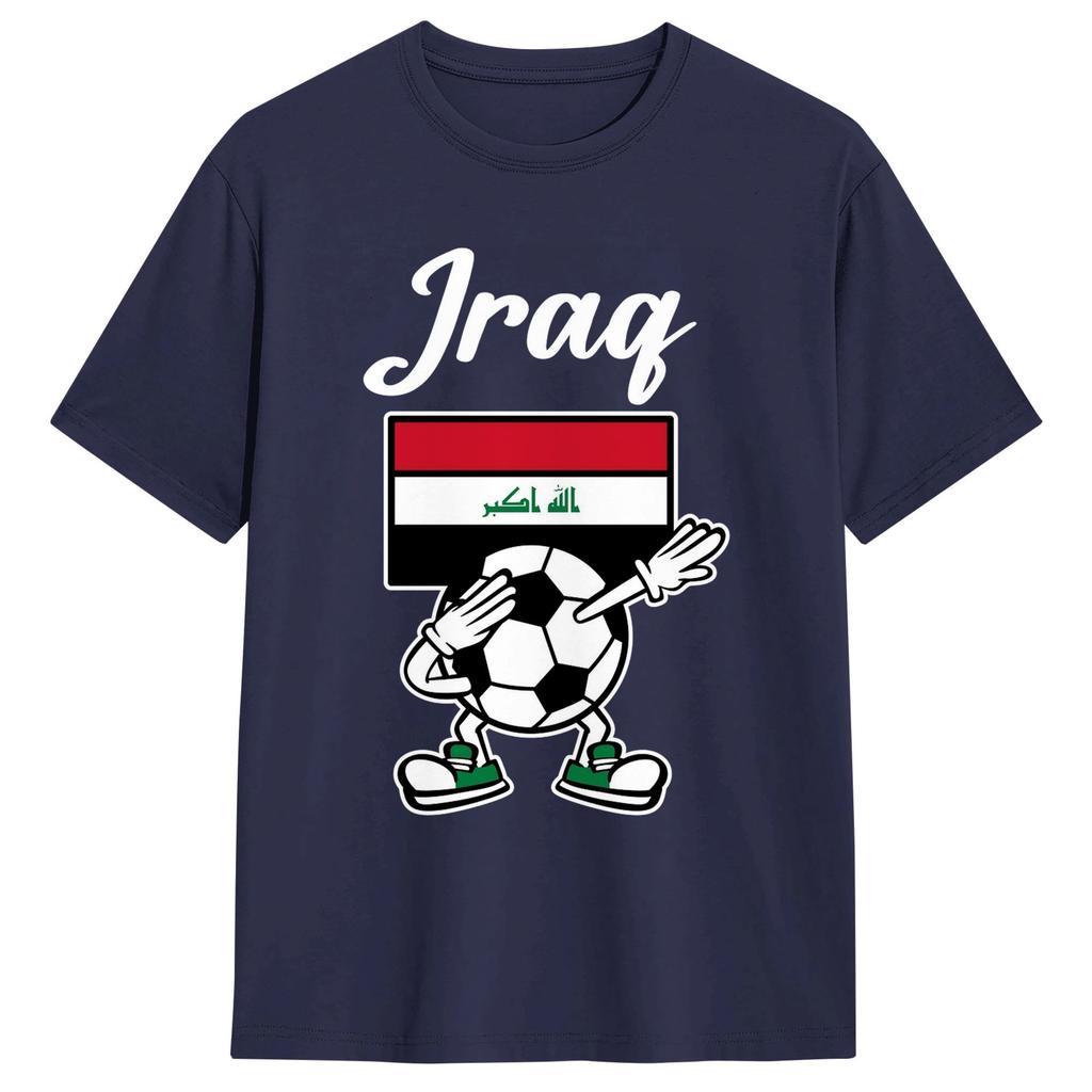 Harajuku TShirt Summer Iraq Flag Iraqi Soccer Fashion TShirts Pure Cotton Tshirt for Unisexs Aesthetic Short Sleeve Top Tees