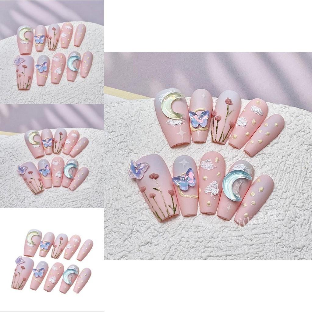 Unique Pink Dream Island Wearable Armor Nail Art Stickers Handcrafted Phototherapy Cute Sweet Fresh Minimalistic Love Heart Pattern
