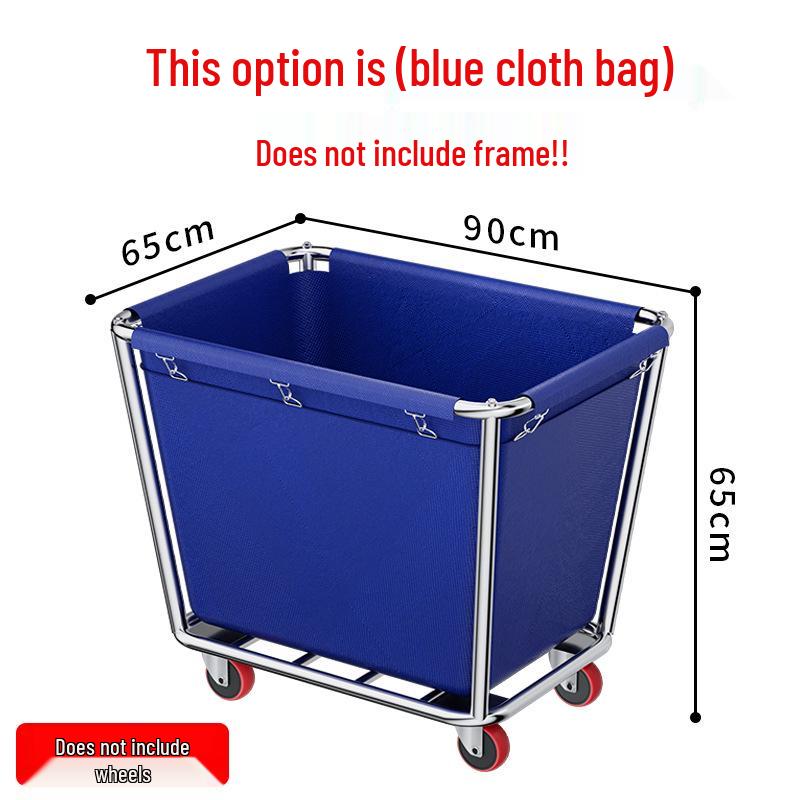 Cone-Shaped Foldable Linen Cart Bag for Hotels and Guest Houses Cone-shaped Blue Bag with Stainless Steel Buckle