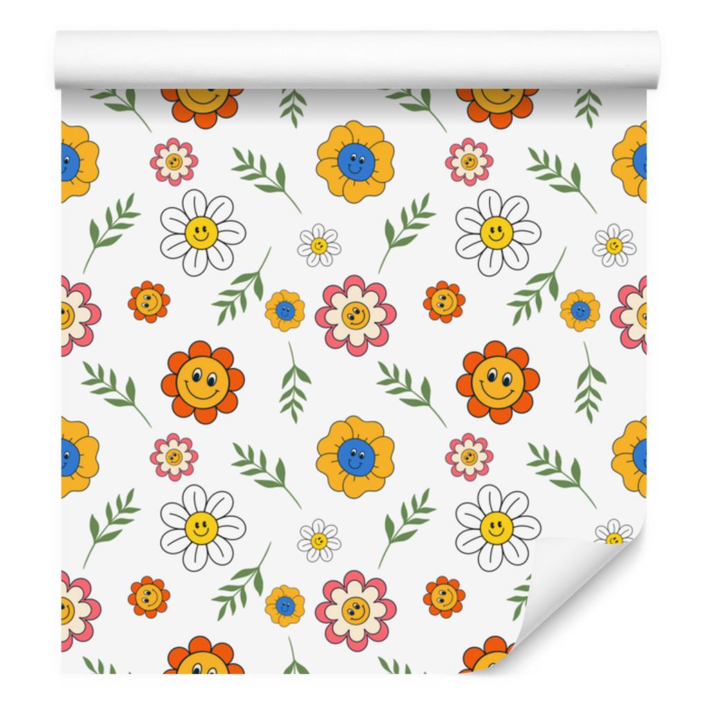Wallpaper Flowers White, Cream, Light Gray and Gold 50x1000
