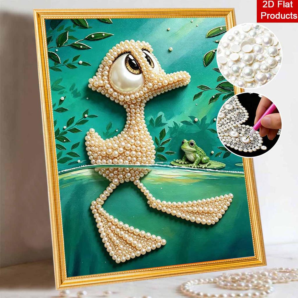 5D DIY Pearl Art Kit Cute Duck And Frog Themed Decor Home Wall Decoration