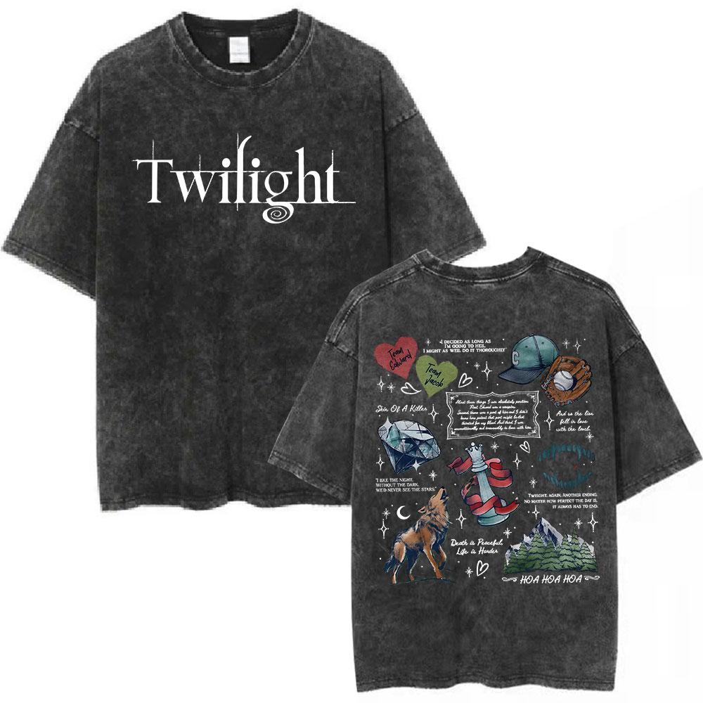 Washed Vintage Movie Twilight Vampire Wolf Romance T Shirt Edward Cullen Men Women Clothing Harajuku High Quality Cotton Tshirt S