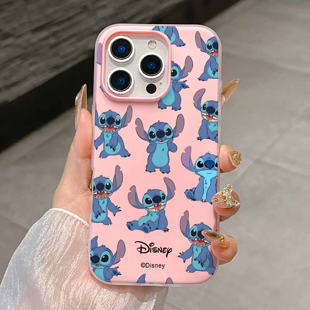 Urocze Kreskówkowe Etui Stitch Modne Etui Na Telefon Dla iPhone 17 AIR 16 15 14 13 12 11 Pro Max Plus Matowe Etui z Wrażeniem Skóry