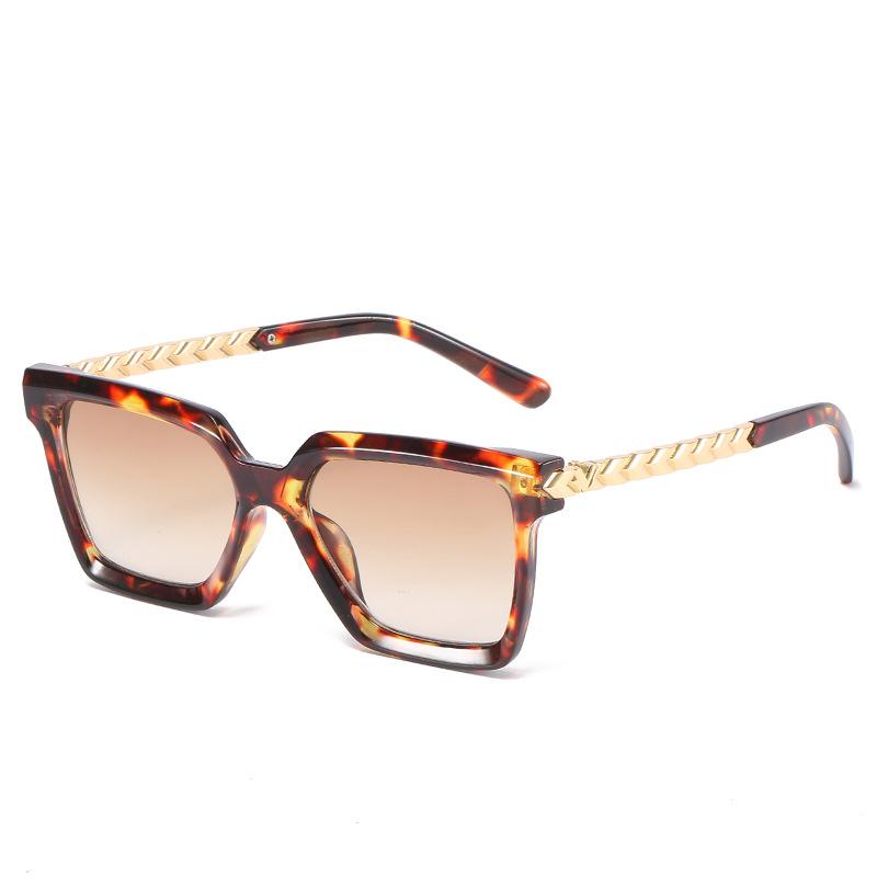 Spring And Summer Warm Color Generous Frame Glasses European And American Personalized Metal Square Sunglasses Women'S Versatile Multi-Color Glasses