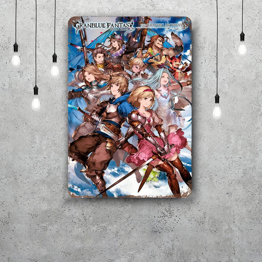 granblue fantasy cartoon Decor Poster Vintage Tin Sign Metal Sign Decorative Plaque for Pub Bar Man Cave Club Wall Decoration