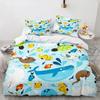 Cartoon Bedding Sets Sea Animals Soft Polyester Kids Boys Bed Linen Queen King Full Single Size Dinosaur Duvet Cover Sets Gifts