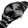 Men's Hong Kong-Style Ultra-Thin Quartz Wristwatch with Steel Band and Calendar