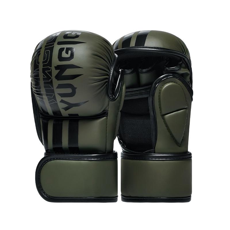 

Combat gloves MMA half finger boxing gloves PU Leather Fight with gloves Combat gloves Adult Muay Thai Competition Glove L