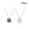 [LeShop] 14K Heart Clover Necklace (Gold Plated)_LJ5066BRN
