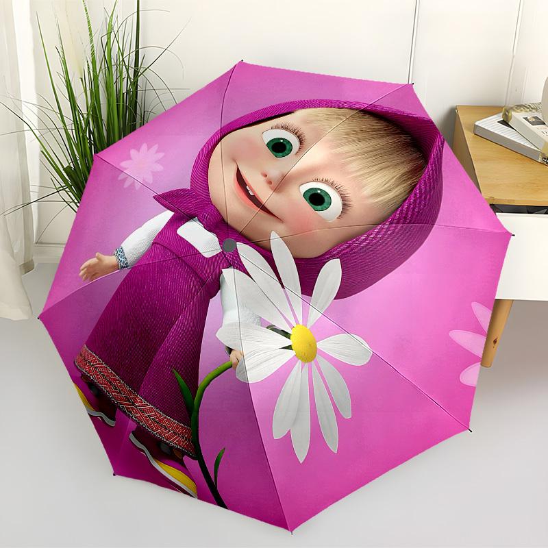 1pc Masha Automatic Folding Umbrella, Portable Collapsible Design, Casual Outdoor Accessory L1127070