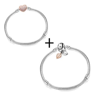 2Pcs/Lot 40 Styles High Quality Crystal Leaf Shape Clasp Snake Chain Bracelet Fit Brand Bracelets for Women Jewelry Gift Making