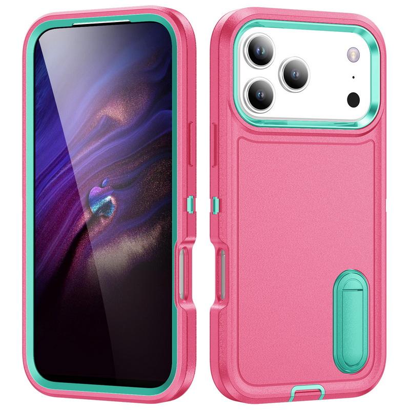 For iPhone 17 Pro Max Case Rugged Bumper Hybrid 3in1 Candy Color Shockproof Phone Stand Cover For iPhone 16 15 14 13 Pro Max 17e 16e