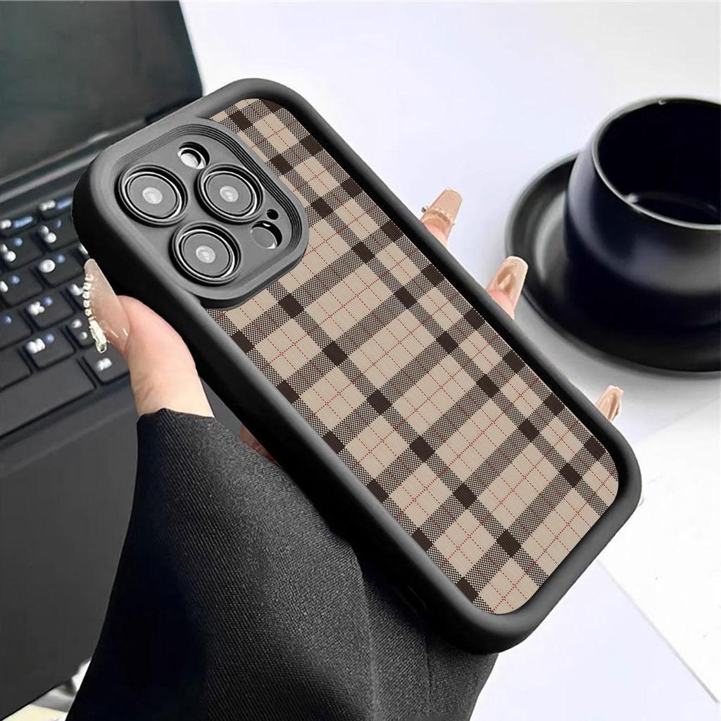 Brown Plaid Groove iPhone 15/16/17 Pro Max Protective Case