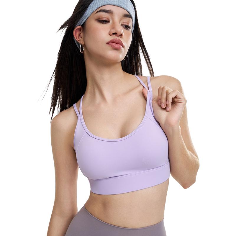 Women's Shockproof Sports Bra - Stylish Back Yoga Vest with Fixed Cup for Pilates and Fitness