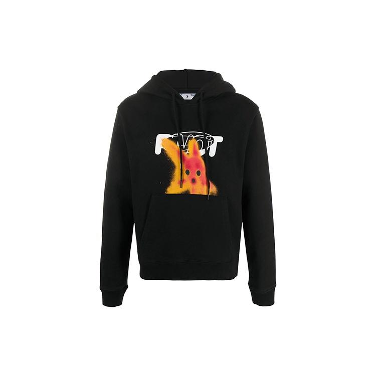 Off-White FW20 Pivot Fish Printing Hooded Pullover Men Black Men's OMBB034E20FLE0101025
