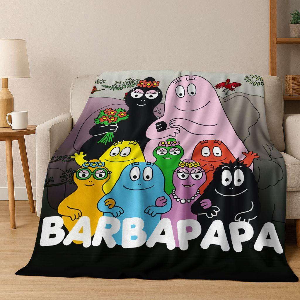 Cartoon Les Barbapapa Barbamama Family 3D Flannel Blanket,Warm and Cozy Soft Throw Blanket for Home Bedroom Bed Sofa Cover Kids
