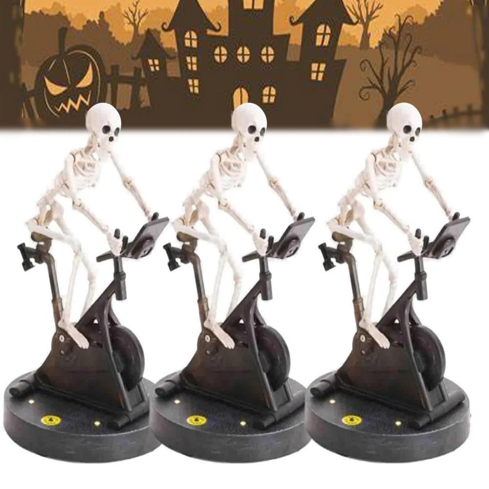 Animated Skeleton Riding Bike Resin Funny Animatronic Skeleton Decorative Novelty Skeleton Halloween Decor Party Favors