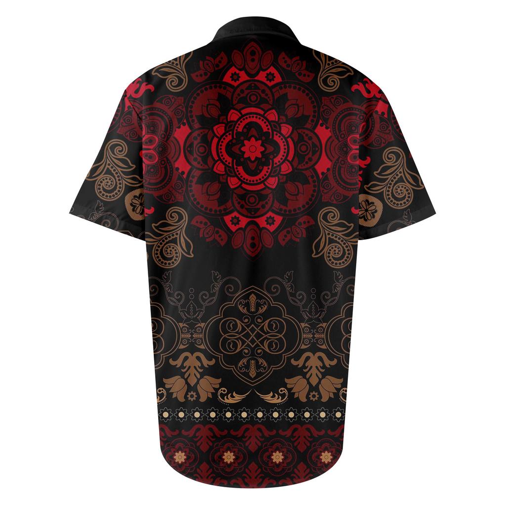 Retro Bohemian Print - Men's Casual Short Sleeved Shirt