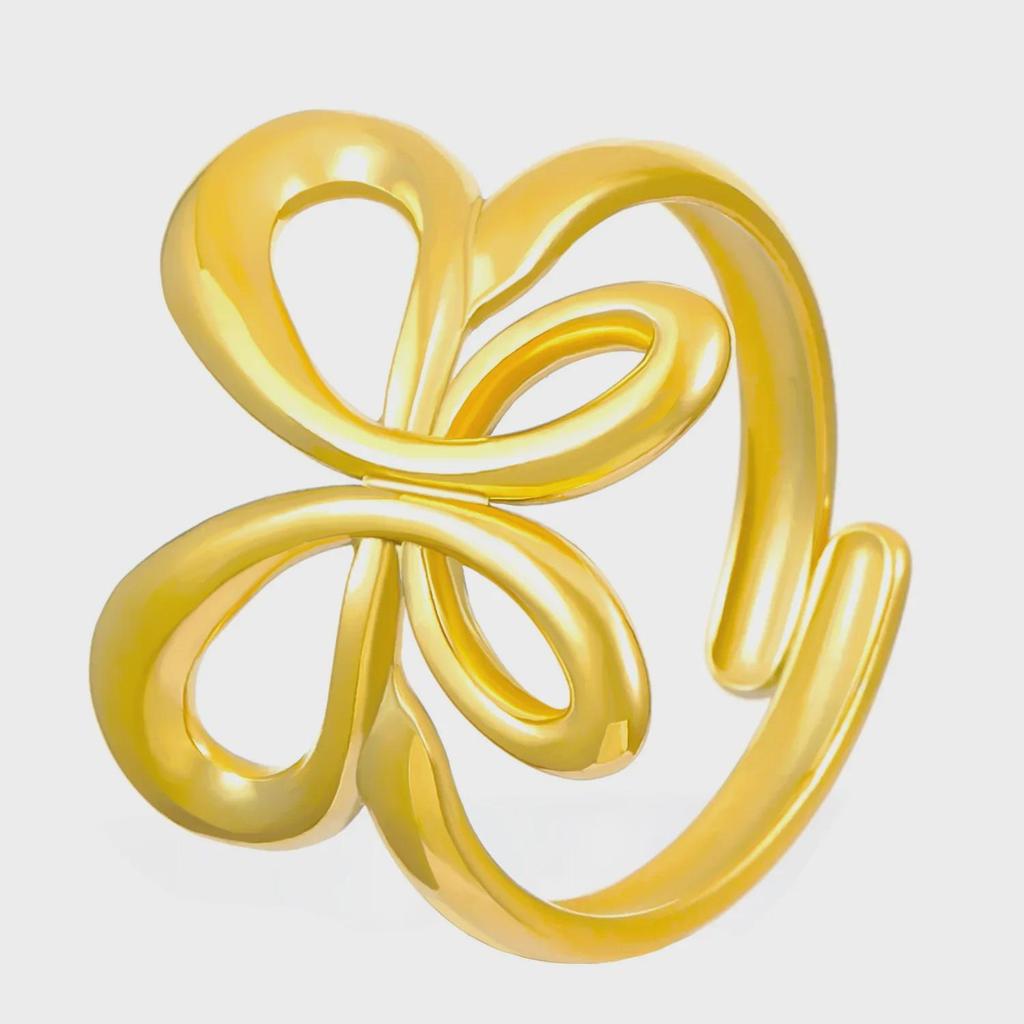"Stainless Steel Butterfly Open Ring: European & American Light Luxury Style"