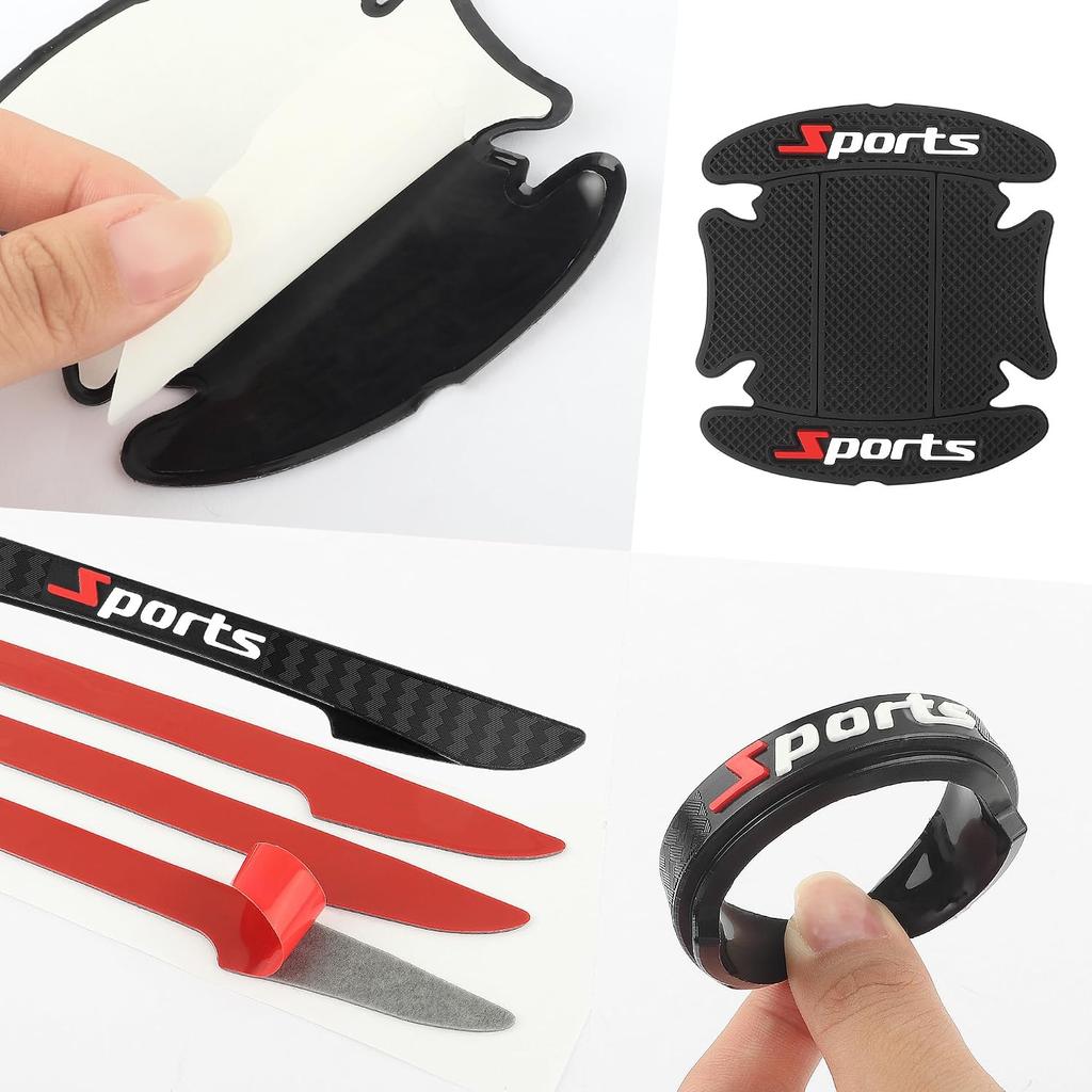 8 Piezas Protector de Puerta de Coche, Protector de Manija de Puerta de Coche Deportivo, Protector de Arañazos para Manija de Puerta de Coche Deportivo, Protector Universal de Borde de Puerta de Coche Se Adapta a la Mayoría