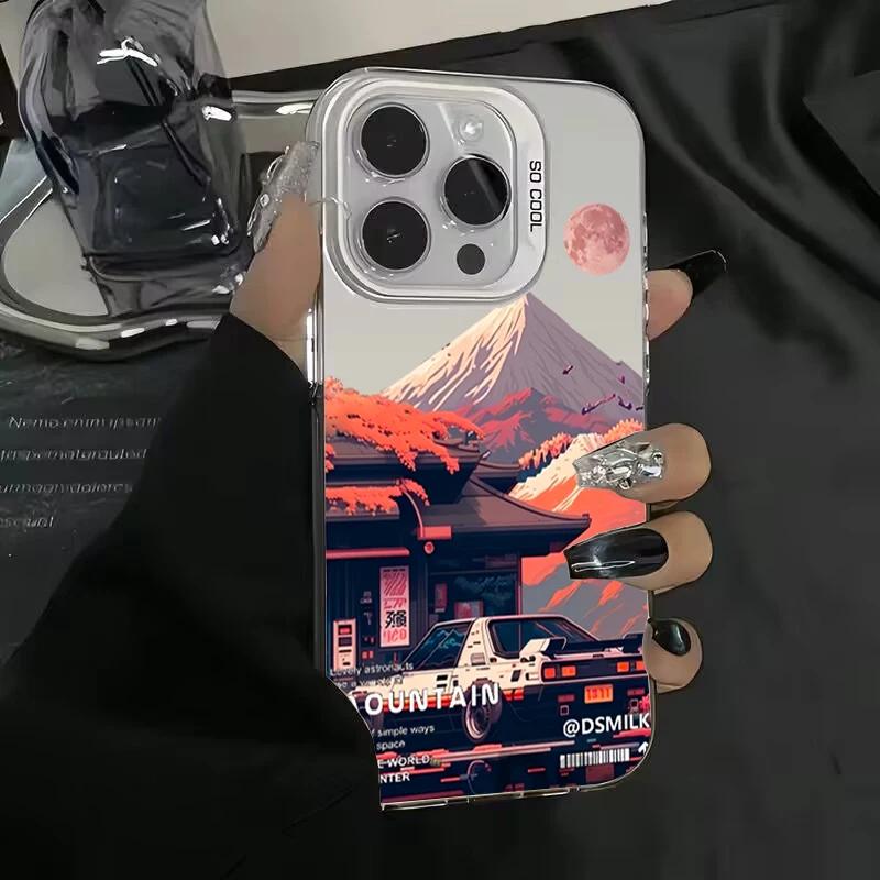 Fashion Car Snow Mountain Phone Case For Samsung Galaxy S24 S23 S22 S21 Ultra Plus S20 FE A13 A23 A15 A35 A55 A23 A52 Hard Cover