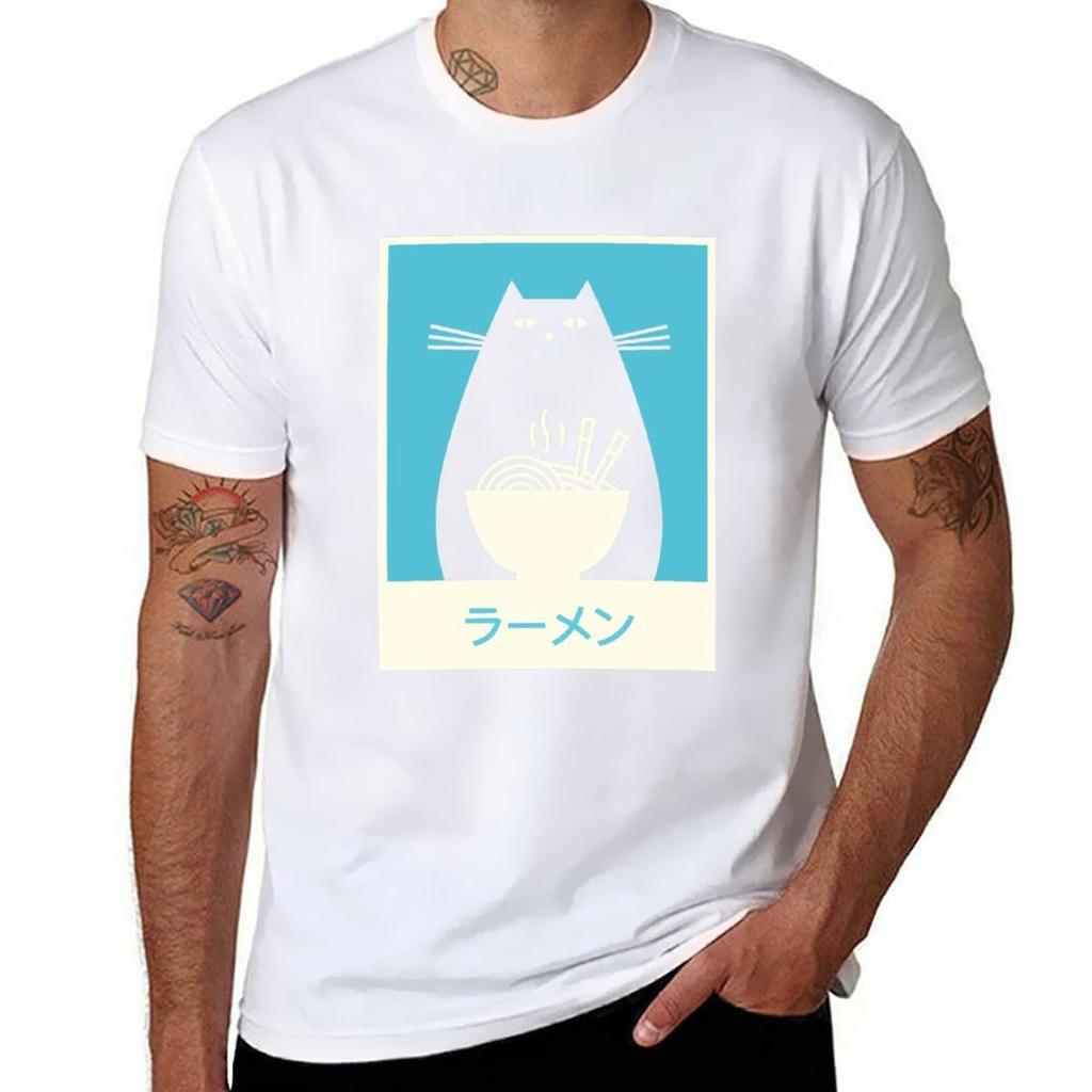 Raunisex In Japanese Cute Anime Unisexga Neko Cat Tshirt Heavy Duty Casual Work Tee
