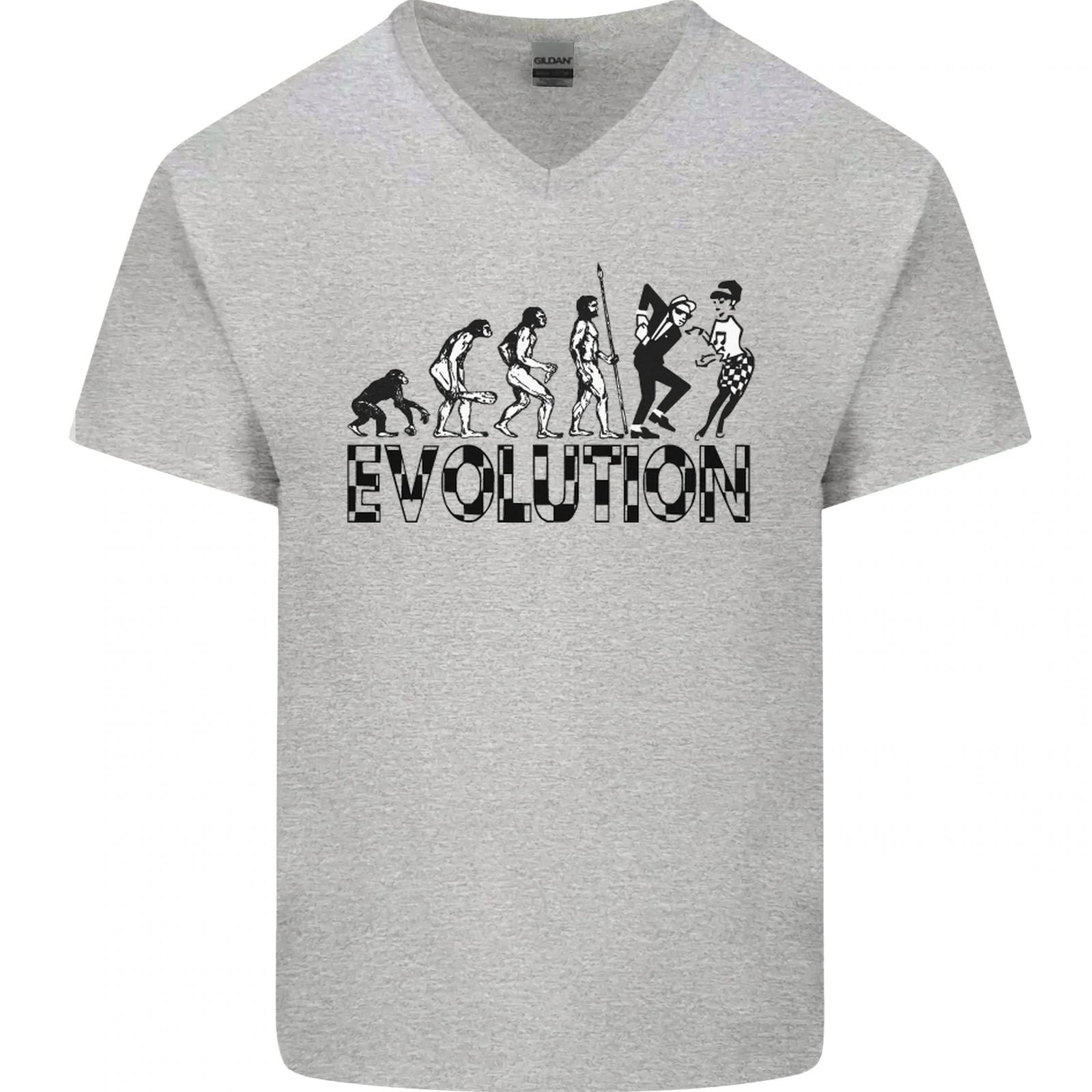 2 Tone Evolution Music 2Tone SKA Mens VNeck Cotton T-shirt S