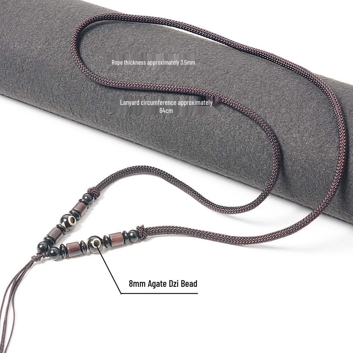 

Тибетське намисто з агату Дзі з трьома очима з високоякісною нефритовою підвіскою та ланцюжком для светра