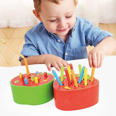 Baby Toys Wooden Catching Worms Παιχνίδι 3D παζλ για Παιδιά Εκπαιδευτικά Παιχνίδια Montessori Magnetic Interactive Games For Gift