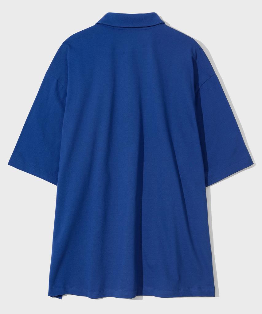 Sekeonmonollogeu Cotton Oversized Short Sleeve Collared T-Shirt [Blue]_Sets048Blue
