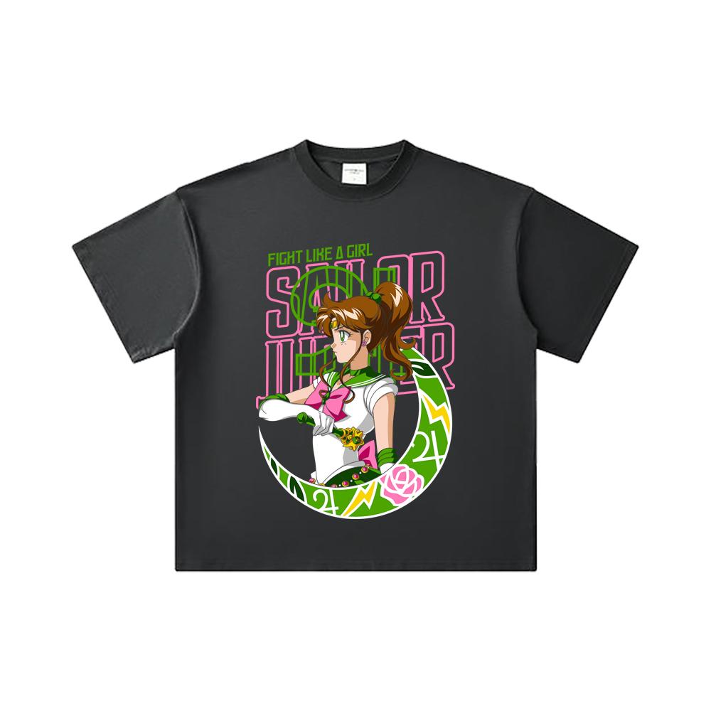 260 GSM Double Yarn 32 Count 100% Cotton Sailor Moon V7 Jupiter Print Unisex Heavy Cotton T Shirt