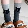 2026 Korean Cute Cartoon Kitten Mid-tube Socks Women's Autumn Winter Warm Stacking Socks Kawaii Cat Print Cotton Soft Long Sock