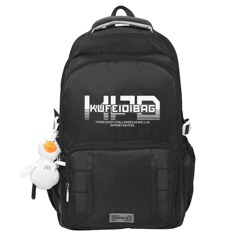 Large Capacity Backpack Men's Travel Backpack Solid Color Student Schoolbag