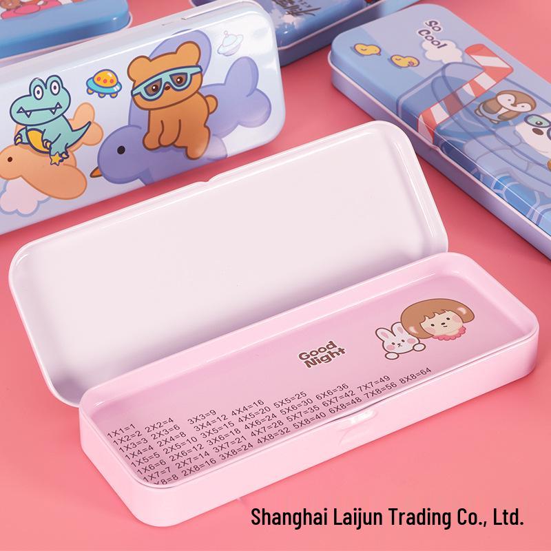 

Double-Layer Cartoon Pencil Box with Multiplication Table for Primary Students