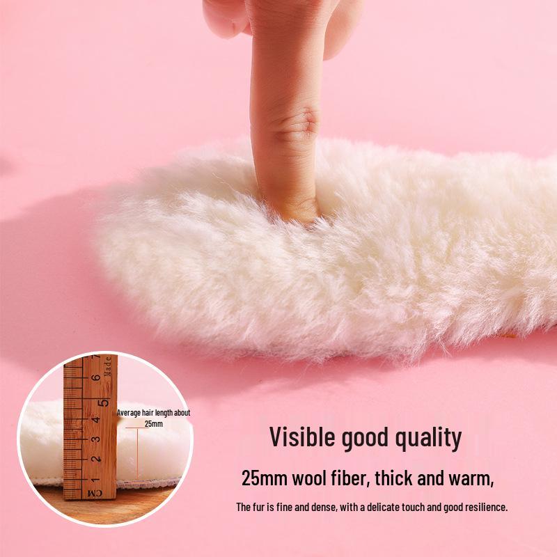 Peinong Kids' Warm Wool Insoles: Thick Fleece Lined, Leather & Fur, Cold-Proof Winter Comfort.