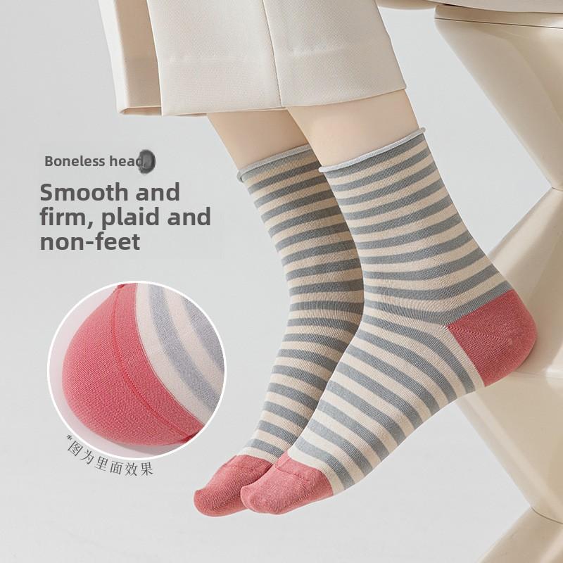 5 Pairs Socks Soft Silk Socks Casual Socks Short Tube Striped Boneless Deodorant Socks for Women