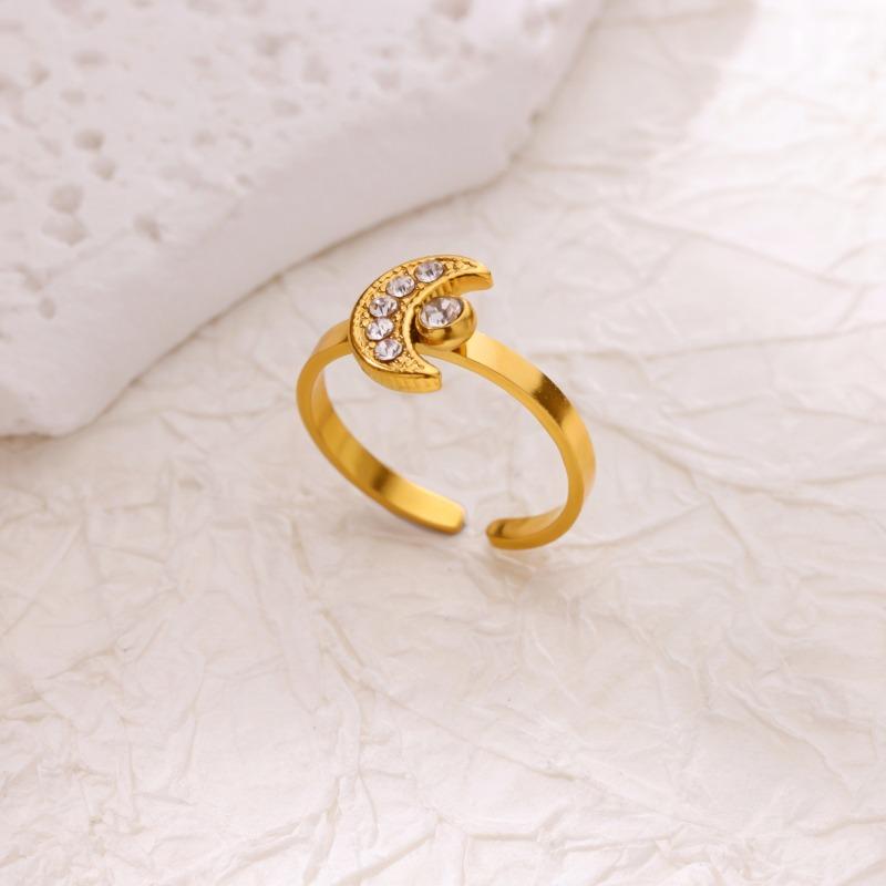 Galvanisierter schlichter Ring offener Ring Seestern Mond Ozean einfacher K-vergoldeter Titanstahl vielseitiger Ring