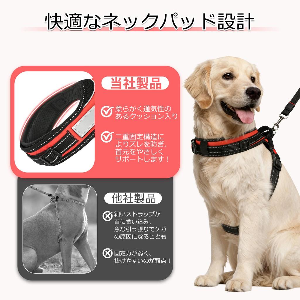 SuplutuX Dog Harness Suitable for and Large Gentle On the Adjustable Mesh Easy To Put On and Take with Auxiliary Reflective Material for Nighttime