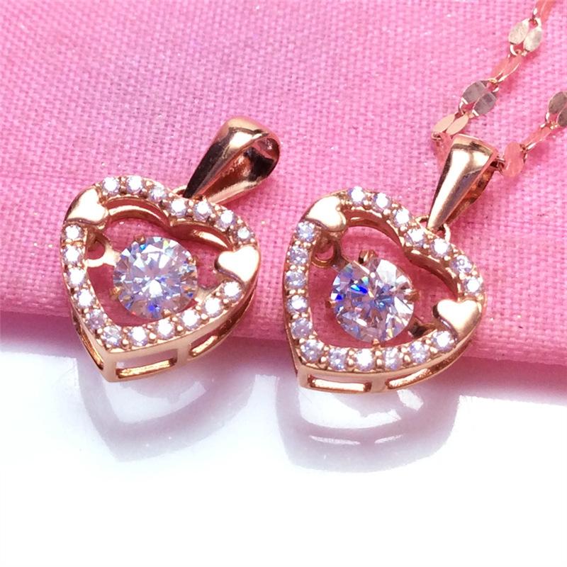 Exquisite Rose Gold-Plated Love-Shaped Smart Pendant Russian Purple Gold Korean Version Classic 585 Colored Gold Collarbone Chain
