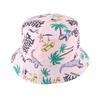 Summer Cotton Sun Hat For Kids Boys Girls Double Sided Bucket Hat Cartoon Cute Dinosaur Print Fisherman Cap Panama Chilldren