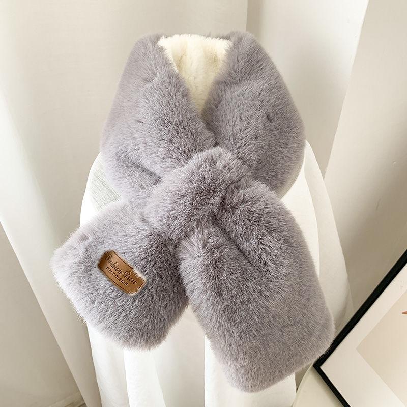 Plush Small Scarf Female Autumn and Winter Japanese Retro Wild Double-sided Plush Neck Collar