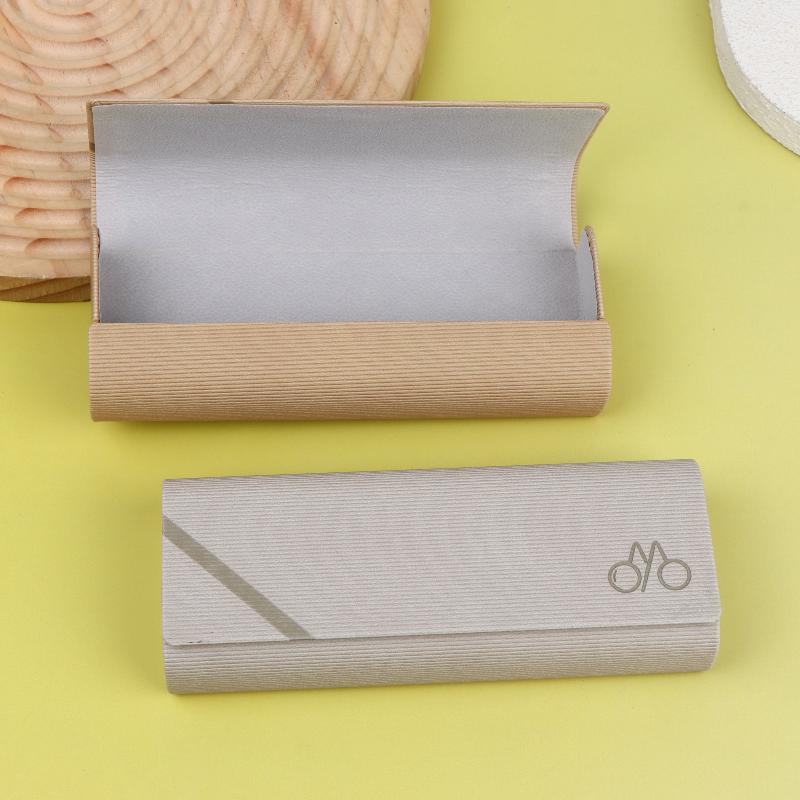 Striped Leather Eyeglasses Case Minimalist Portable Stylish Spectacle Holder Box for Men Boys Students
